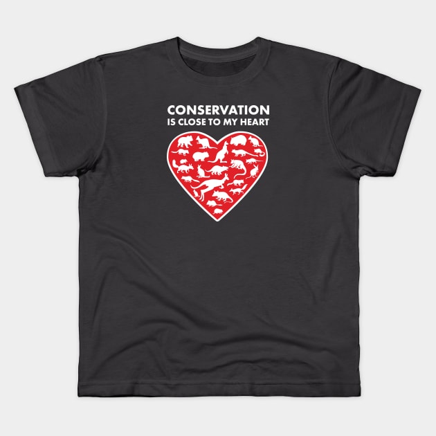 Marsupials Conservation Heart Kids T-Shirt by Peppermint Narwhal